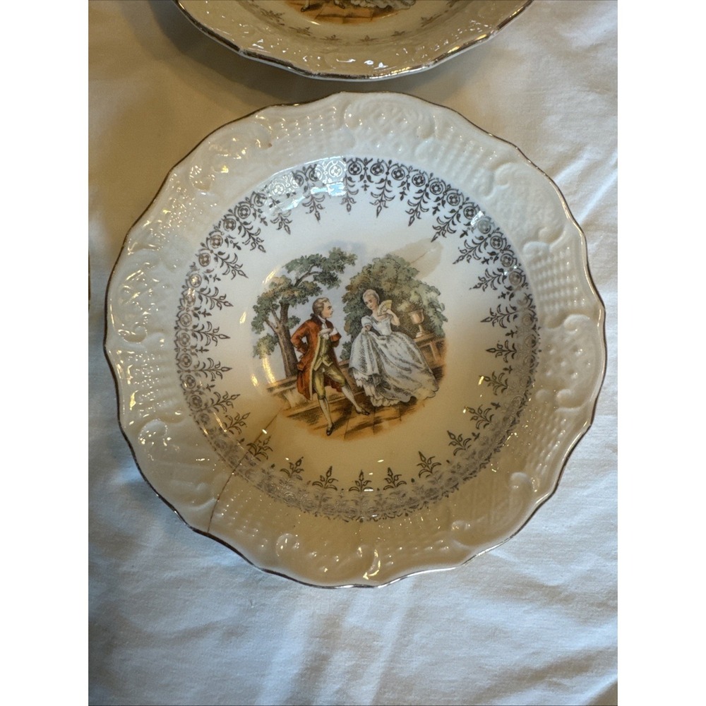 Vtg 6 Vogue Dinnerware Washington Colonial USA Canonsburg 22K Gold 5" Bowls‎